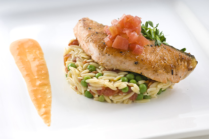 Seared-salmon-with-orzo-and-peas